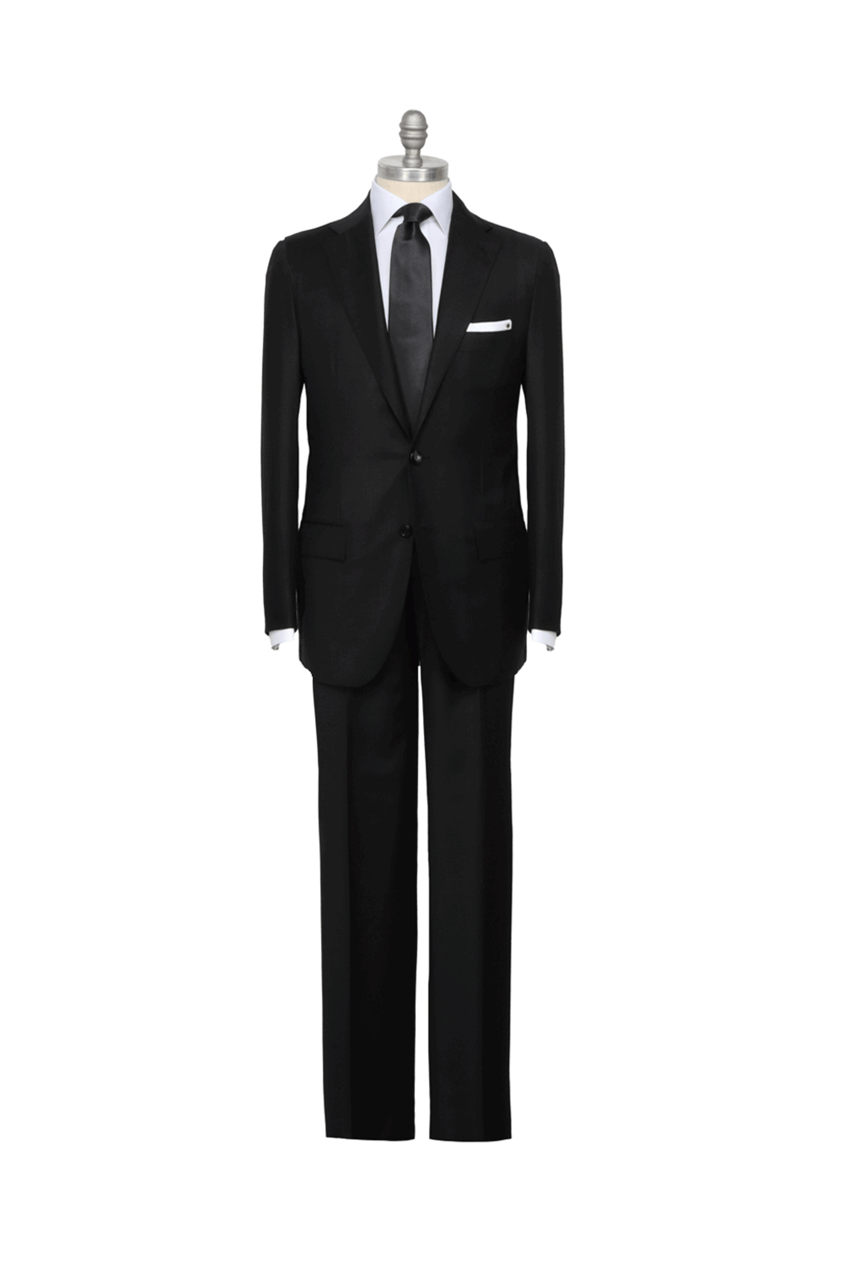 Kiton - Solid Dark Charcoal Wool Suit