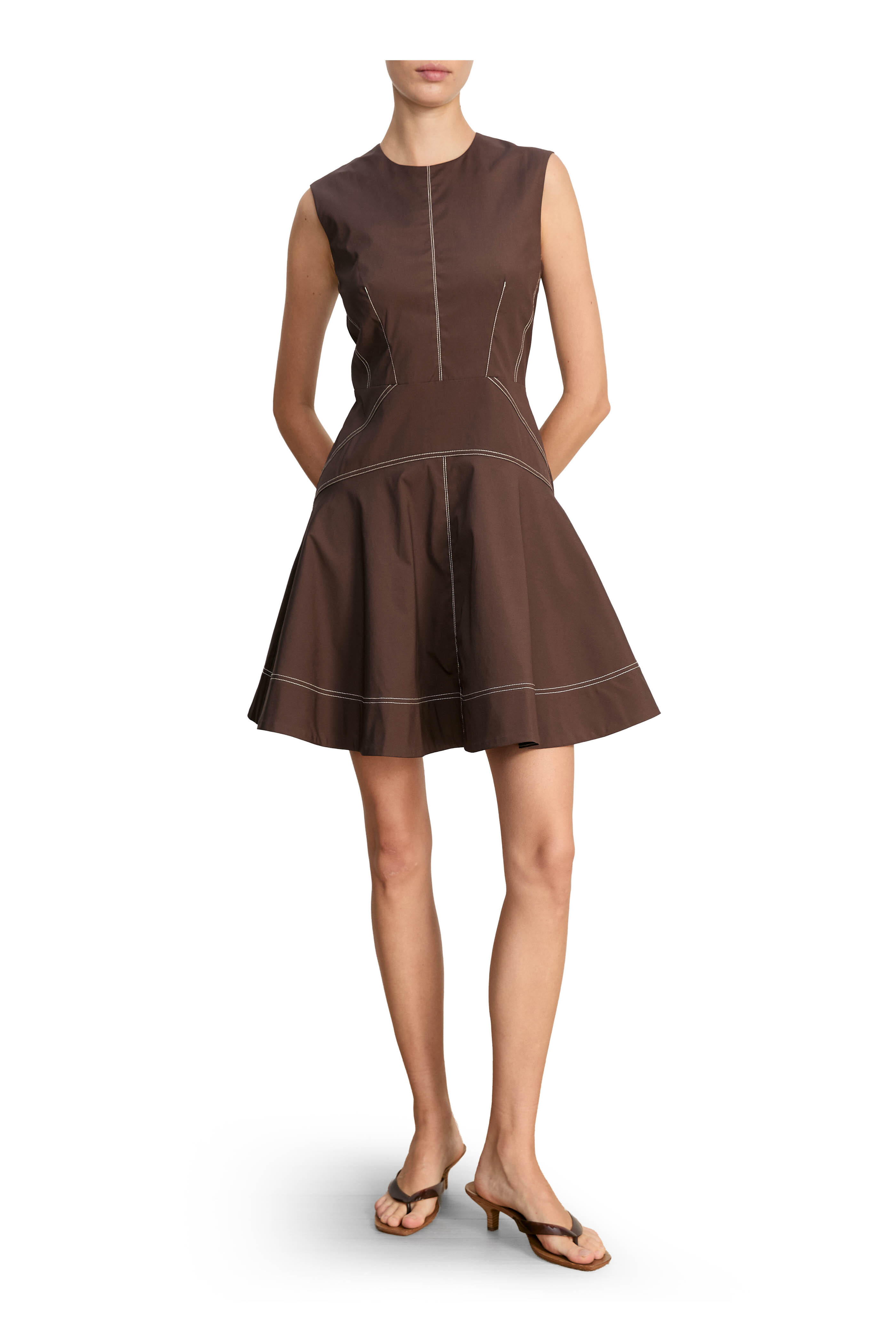 Veronica Beard - Mini Karrigan Dark Mocha Stretch Cotton Mini Dress - view 2