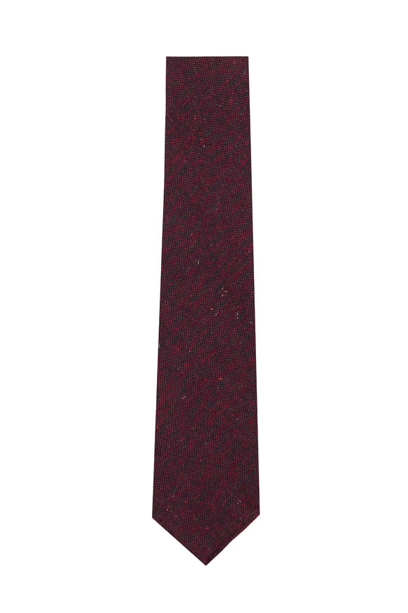 Geoff Nicholson Burgundy Wool & Silk Necktie - view 1