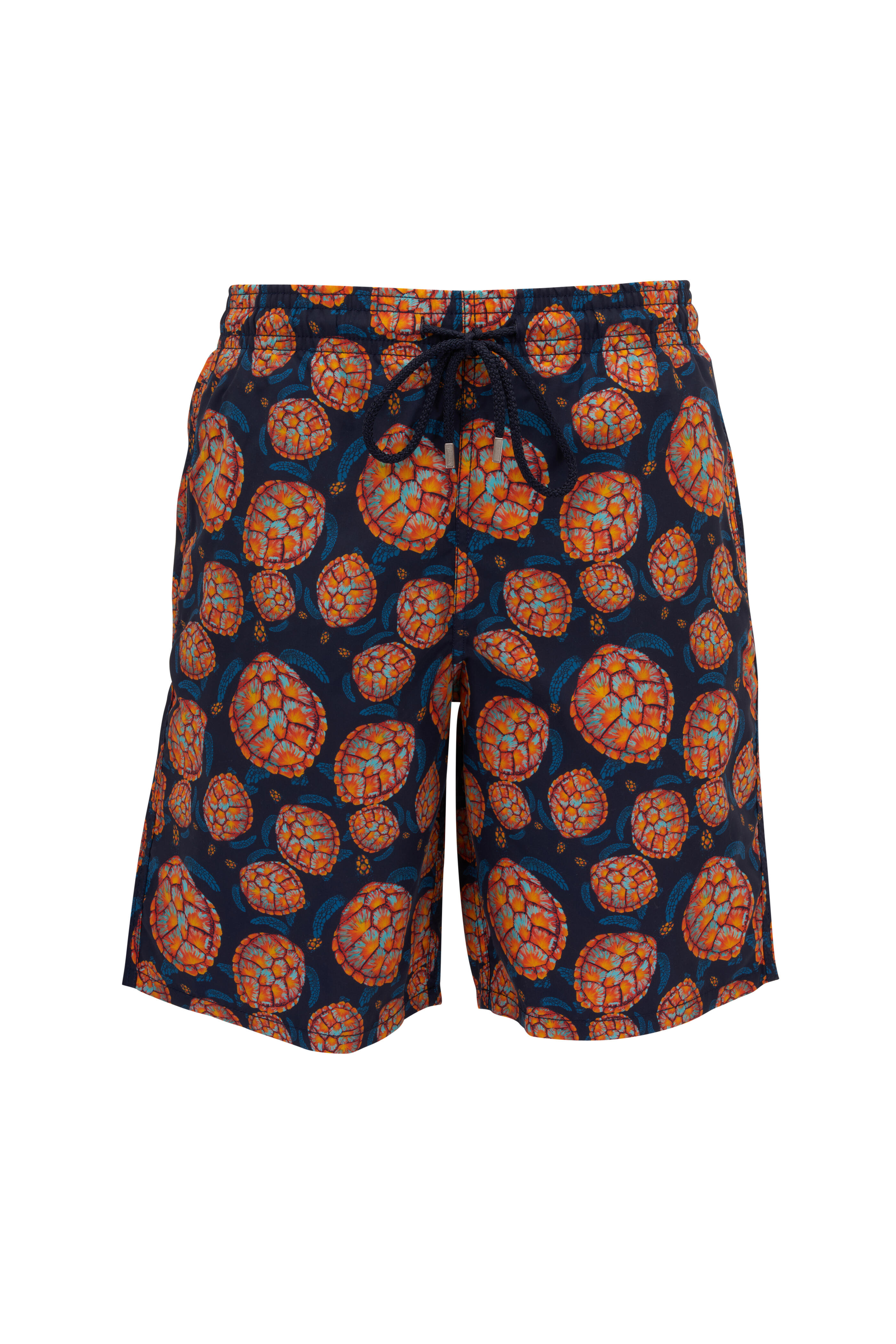 Vilebrequin - Navy & Orange Turtle Print Swim Trunks