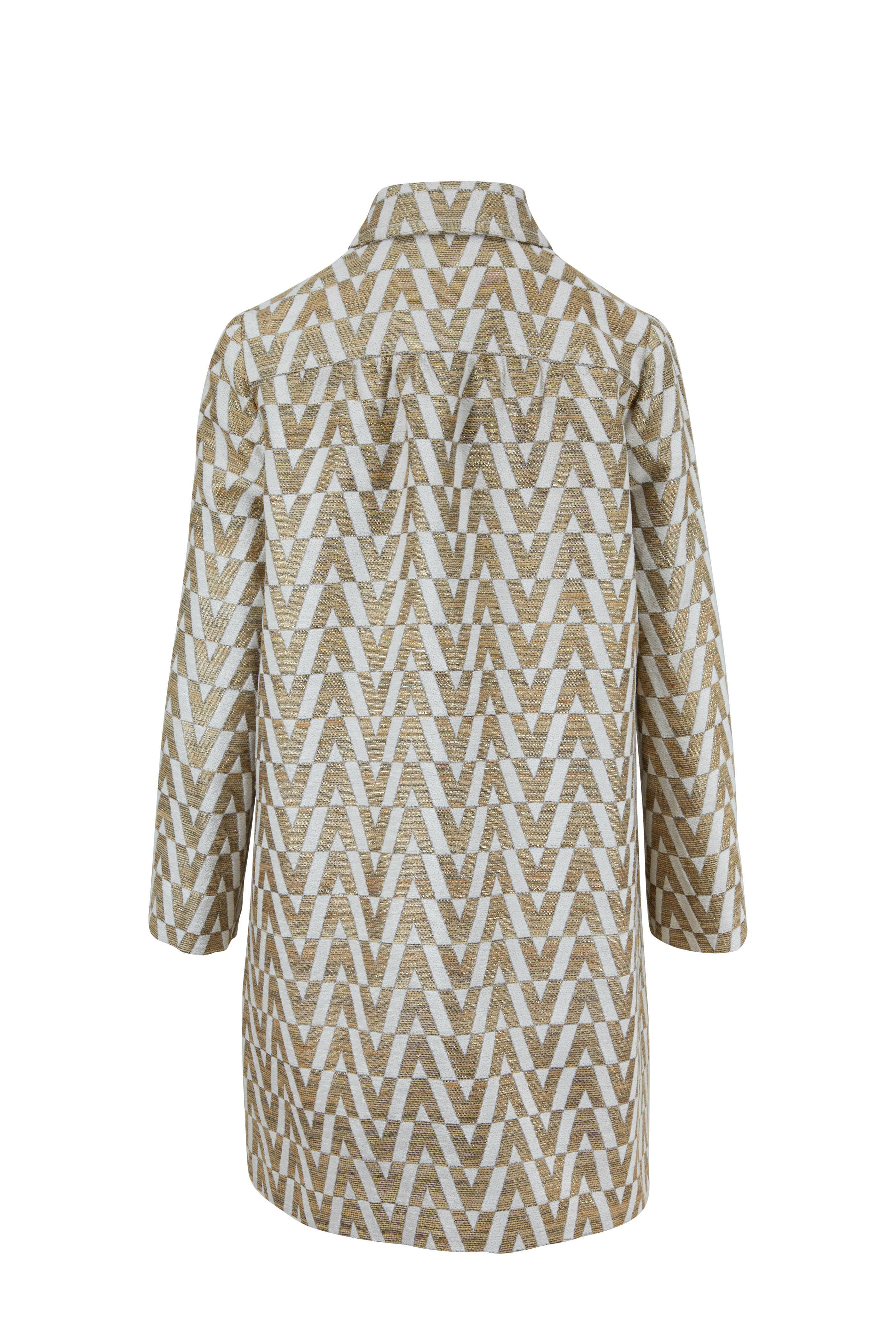 Valentino - Tussah Ivory & Gold V Brocade Coat