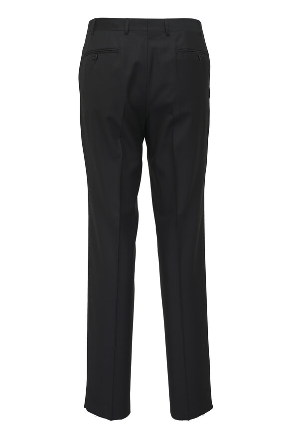 Canali Solid Black Wool Suit - view 5