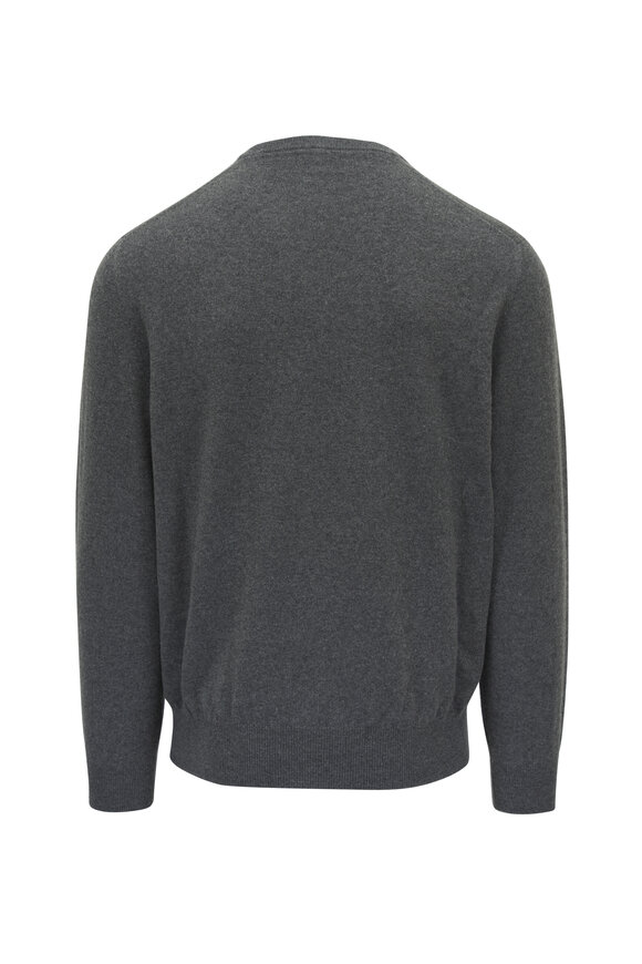 Loro Piana - Scollo Gray Cashmere V-Neck Sweater