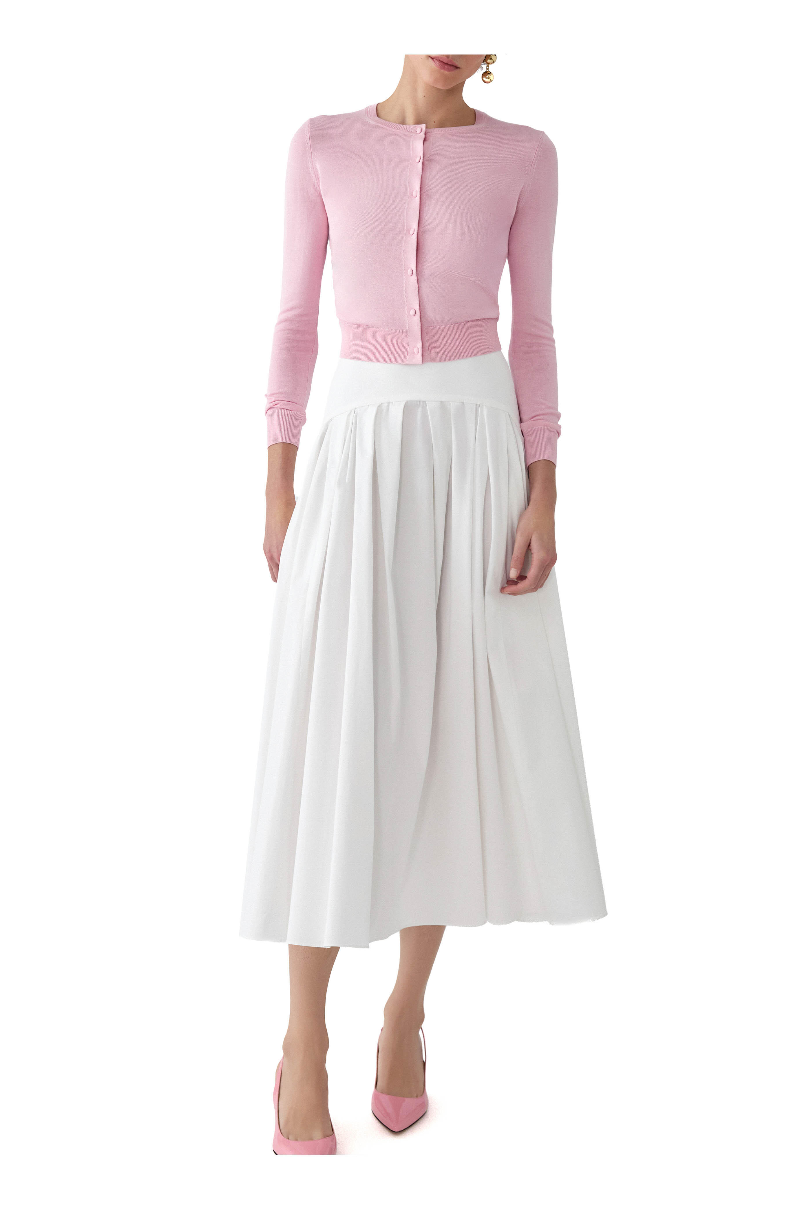 Carolina Herrera - Light Pink Cropped Cardigan - view 4