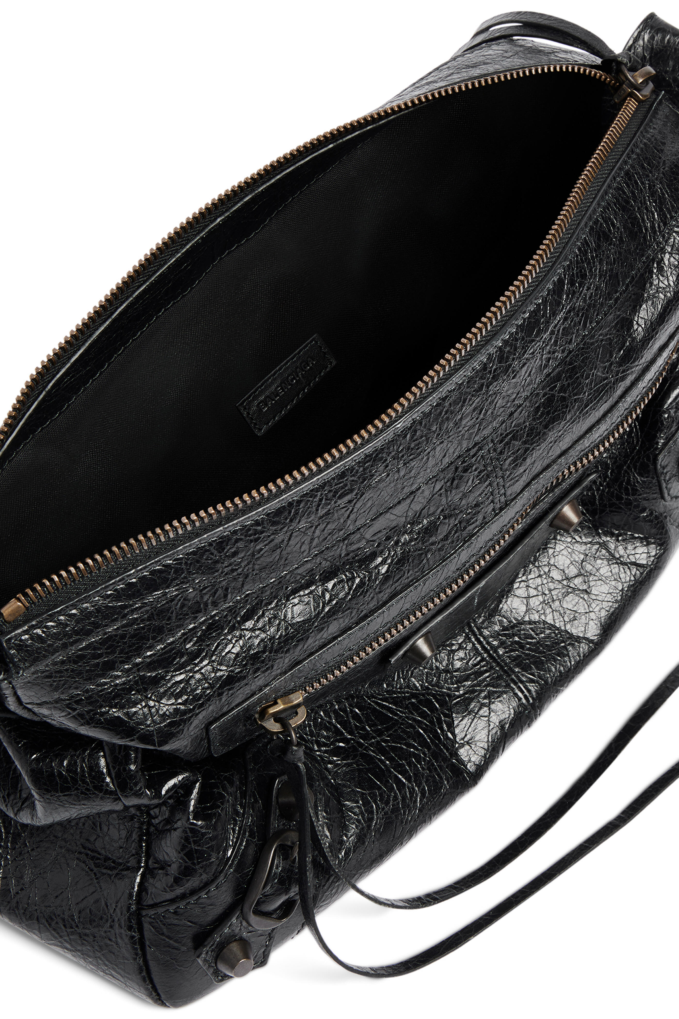 Balenciaga - Small Le City Moto Black Leather Shoulder Bag