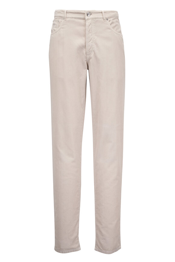 パンツ Brunello Cucinelli Pants With Shiny Pocket Detail Brunello Cucinelli - Snow White Cotton Gabardine Pant