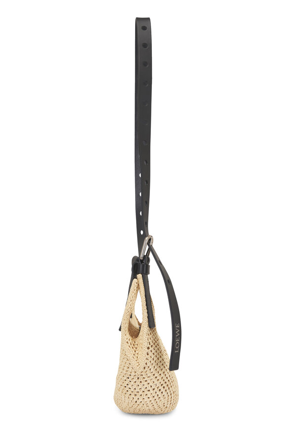 Loewe Mini Punch Hole Raffia & Leather Hobo Bag - view 7
