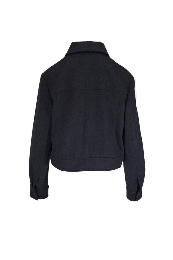 Brunello Cucinelli Dark Gray Wool Flannel Bomber Jacket - view 3