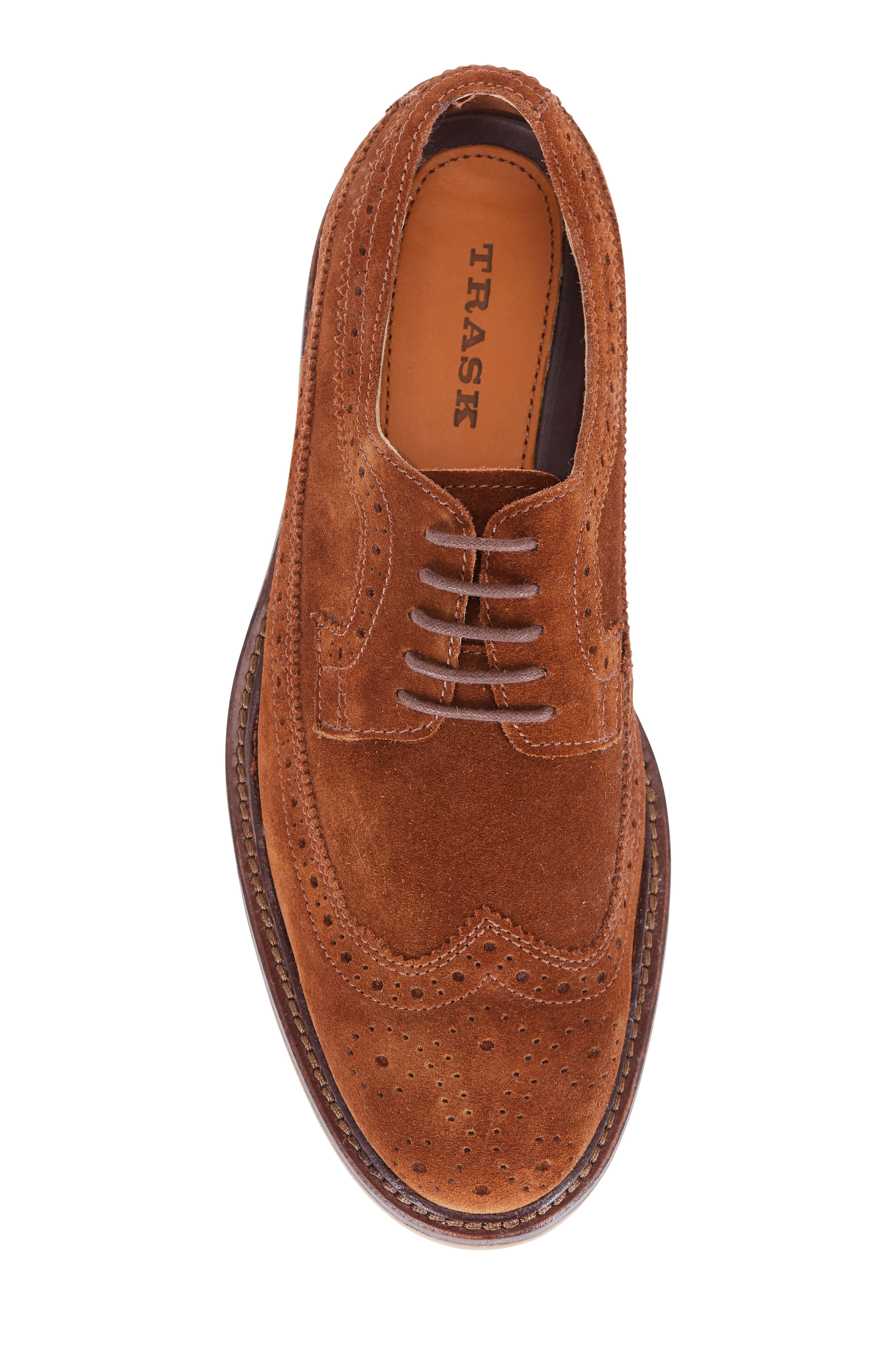 Trask Corbin Tan Suede Wingtip Oxford Mitchell Stores