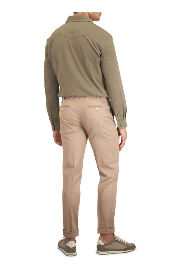 Brunello Cucinelli Biscotti Flat Front Cotton Chino - view 3