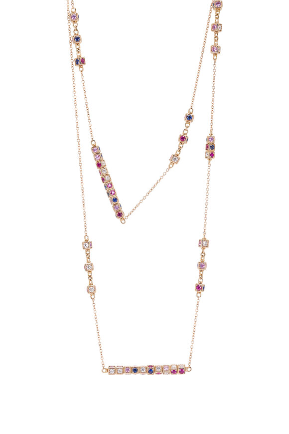 Miseno 18k Rose Gold Diamond & Sapphire Faro Necklace