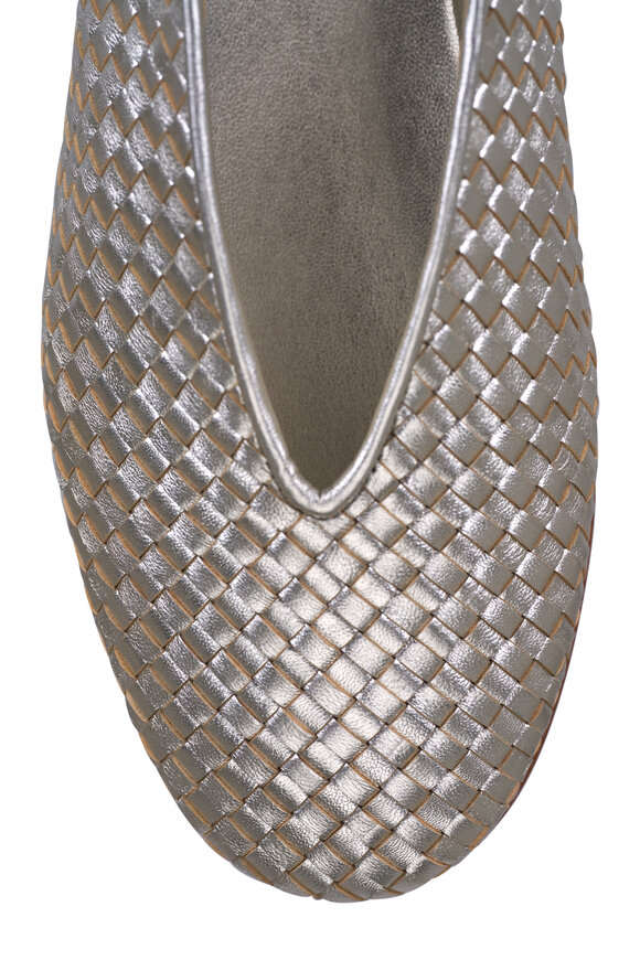 Bottega Veneta Rosa Platinum Intrecciato Leather Flat - view 5