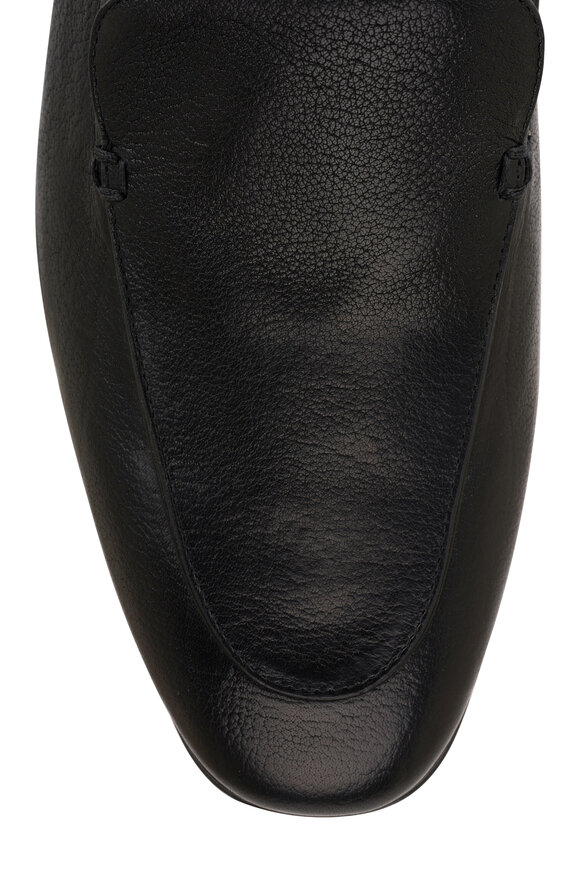 The Row - Adam Black Textured Leather Loafer