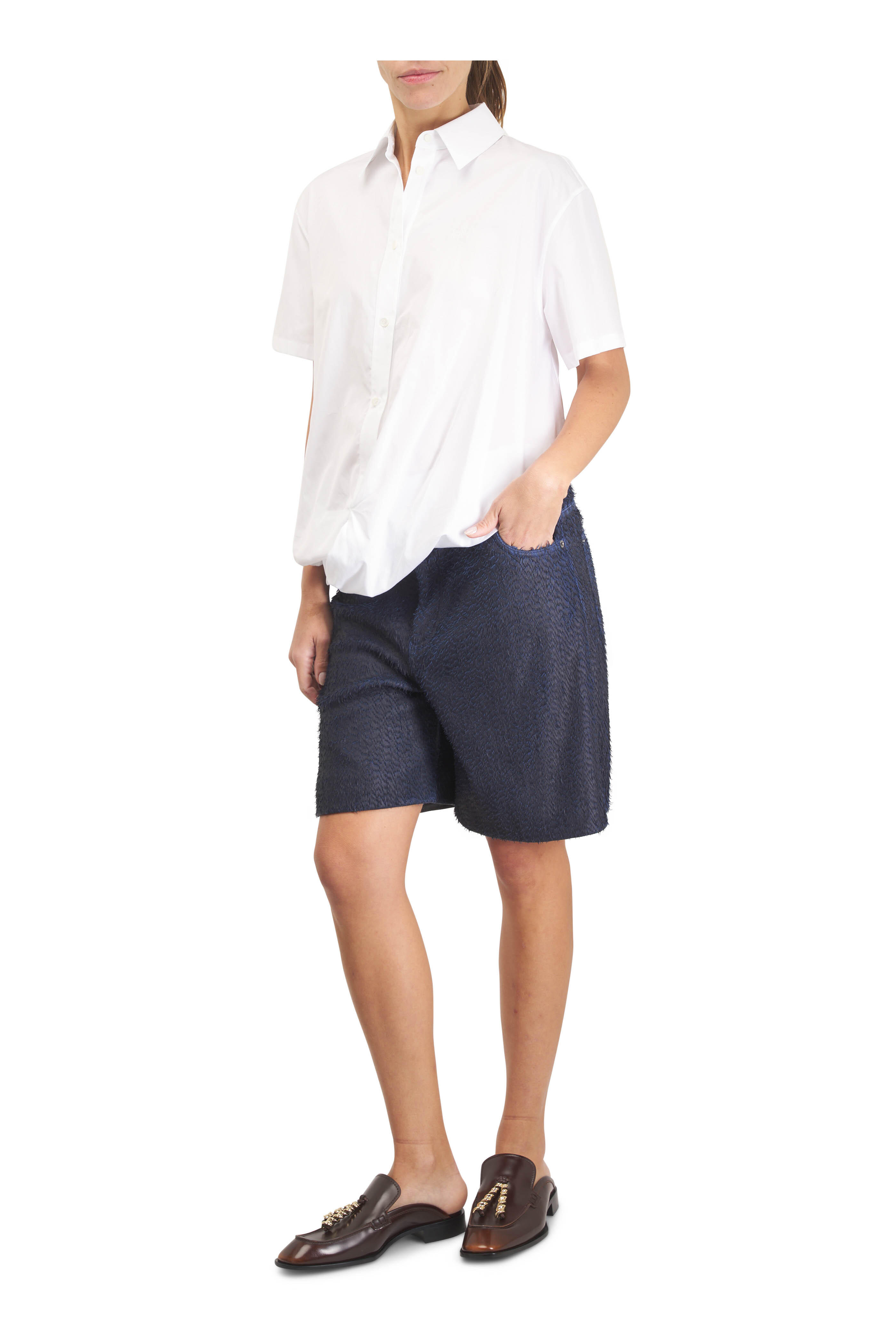 Loewe - Edge Brown Leather Loafer Mule