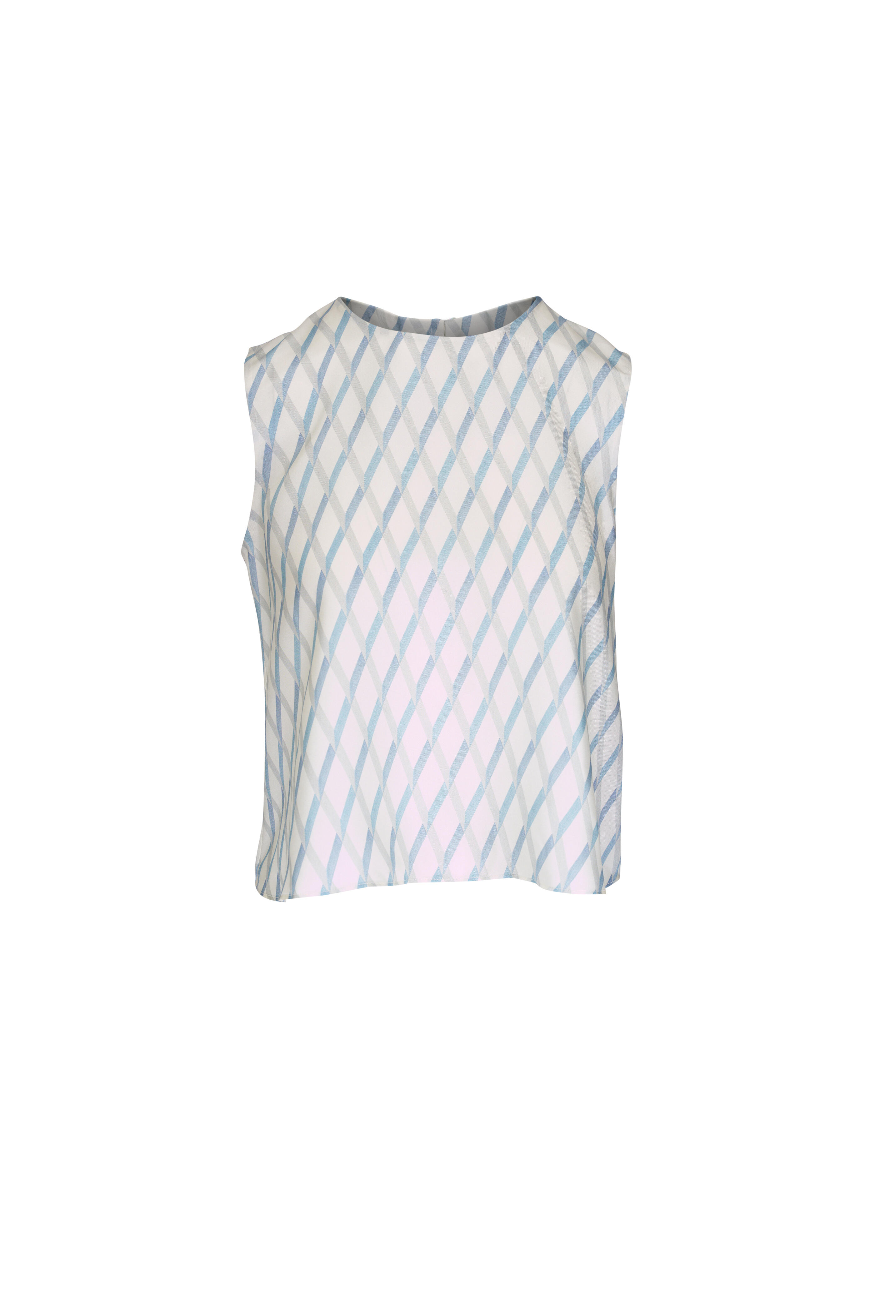 Adam Lippes - Mercer Pale Blue Printed Silk Twill Top