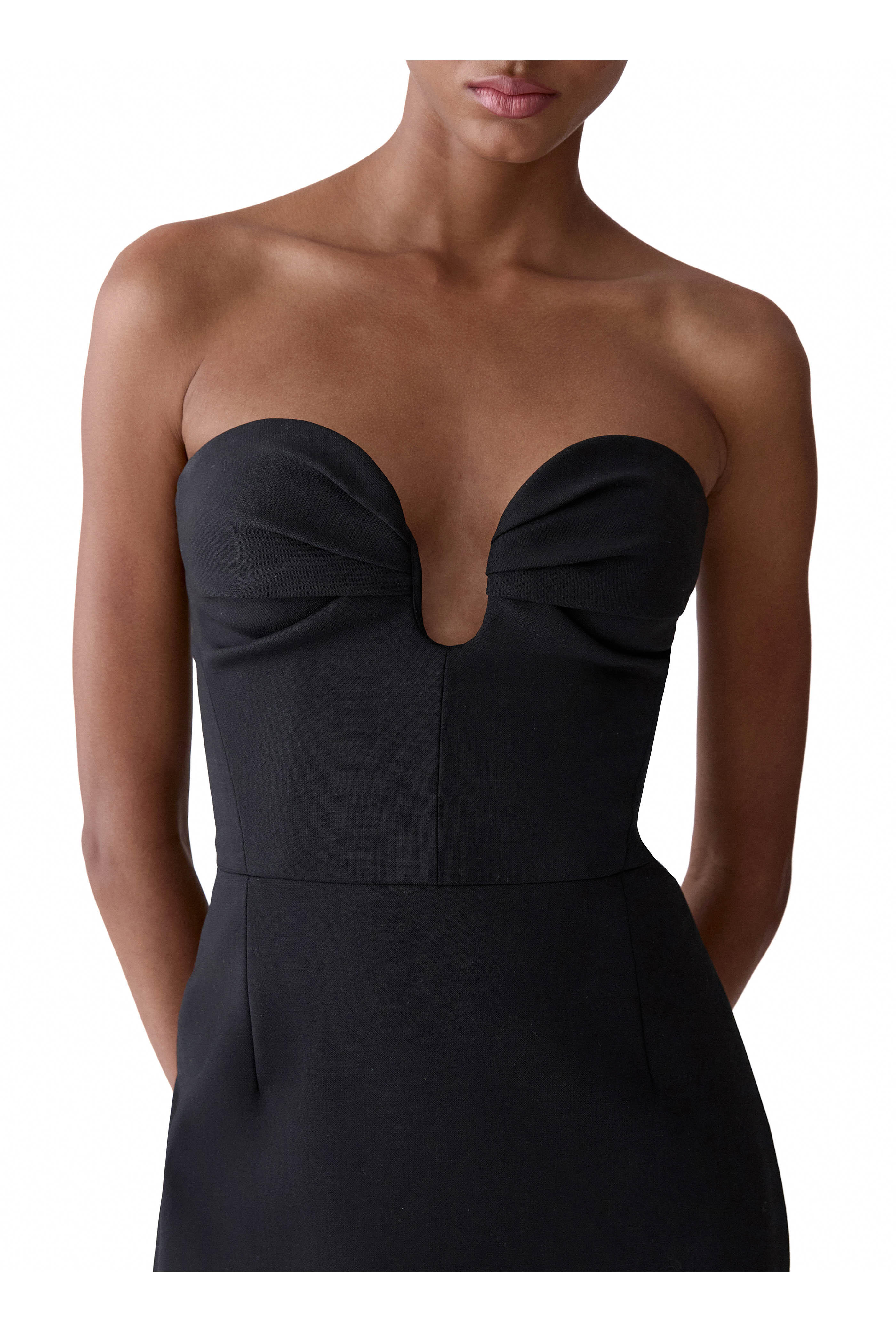 Carolina Herrera - Sweetheart Black Wool Midi Dress