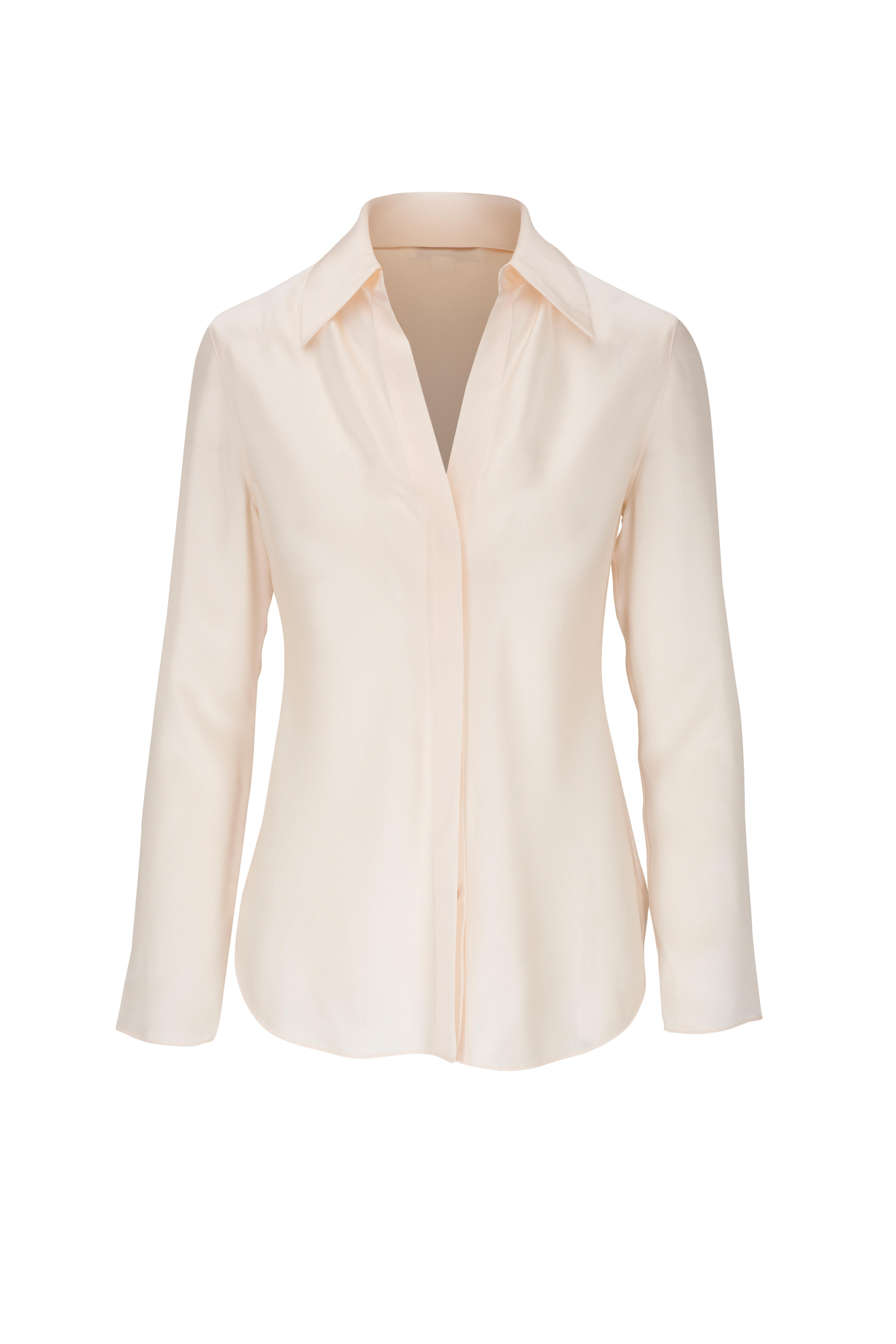 Vince - Chiffon Ivory Silk Button-Front Blouse