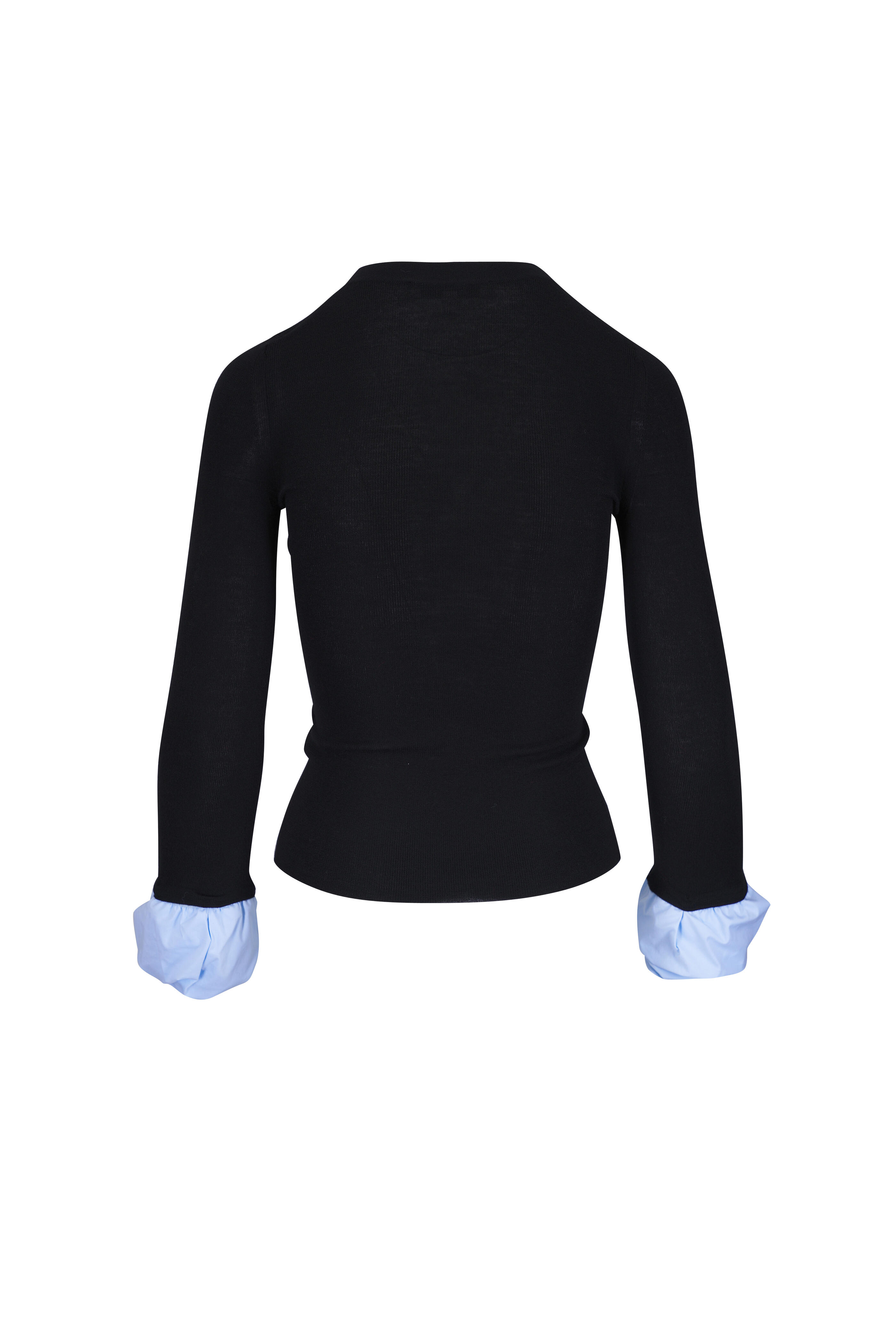 Dorothee Schumacher - Chic Merino Black & Blue Mixed Media Top