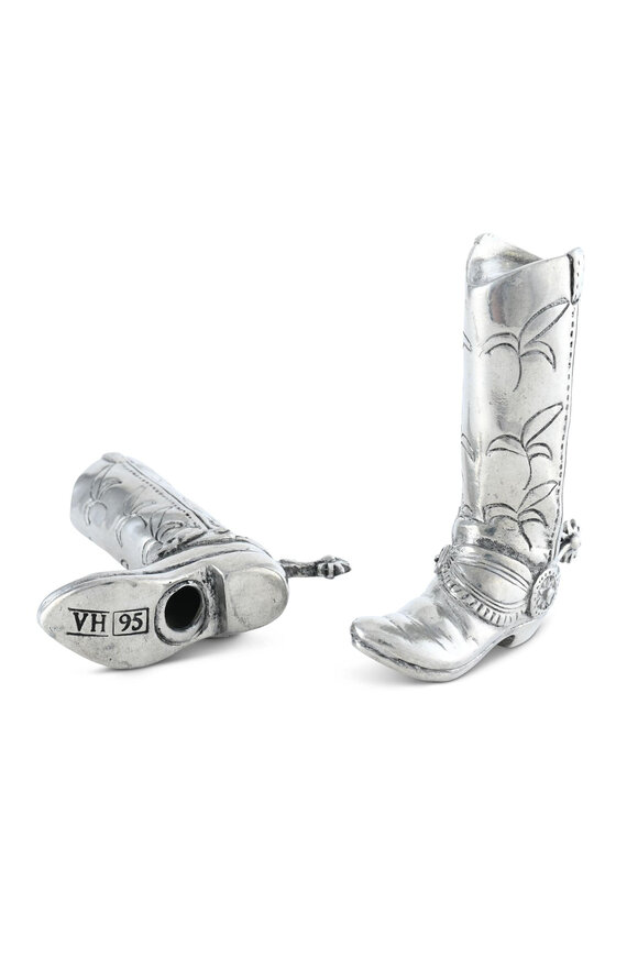 Vagabond House Pewter Cowboy Boot Hat Salt & Pepper Set - view 2
