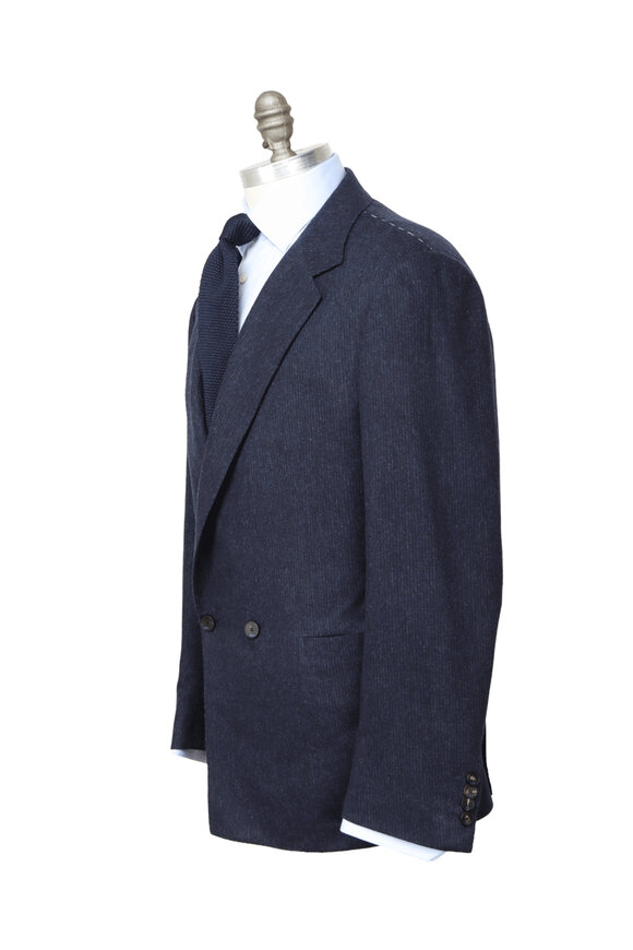 KNT Navy Pinstripe Double Breasted Sportcoat - view 3