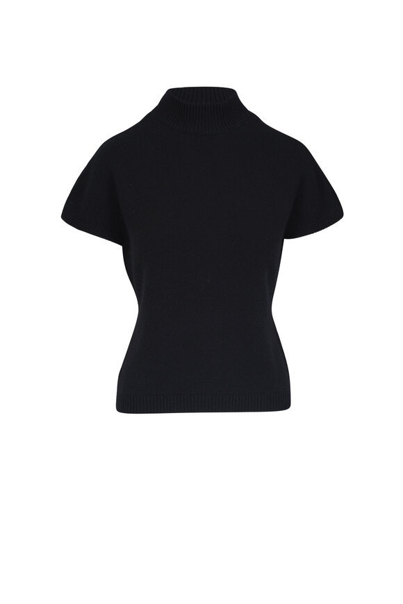 Lela Rose Black Mock Neck Wool & Cashmere Pullover