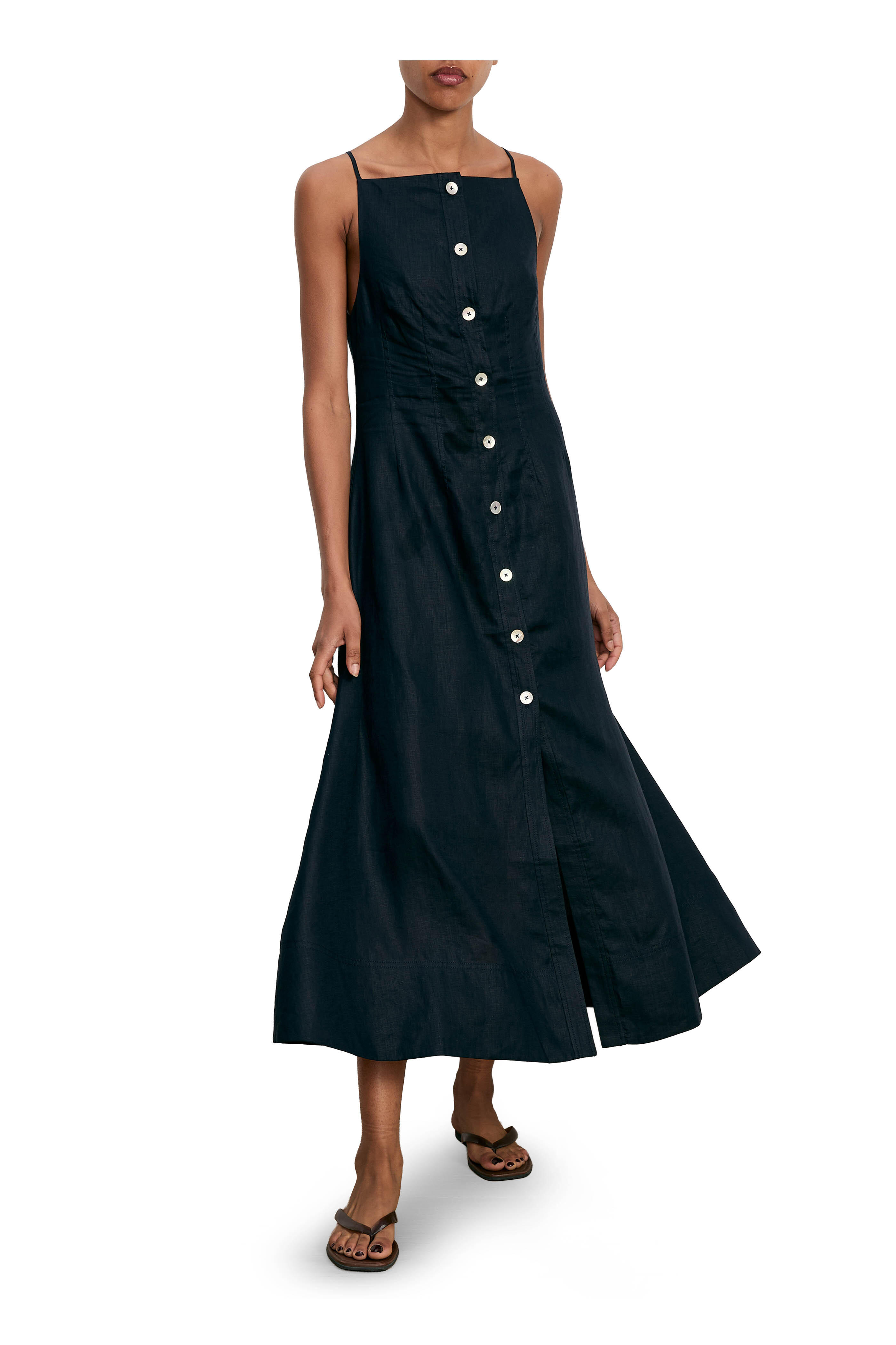 Veronica Beard - Georges Navy Linen Midi Dress - view 2