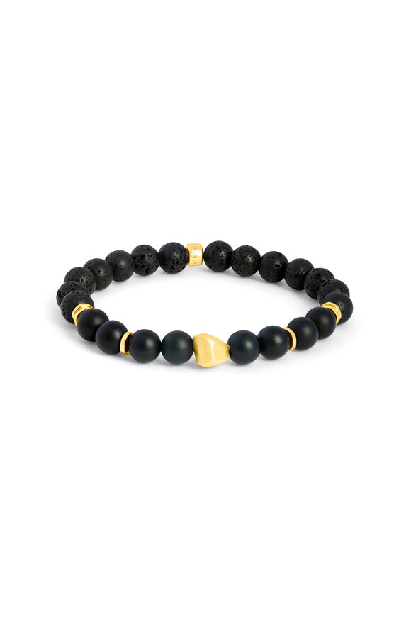 Tateossian Smooth Black Agate Stretch Bracelet