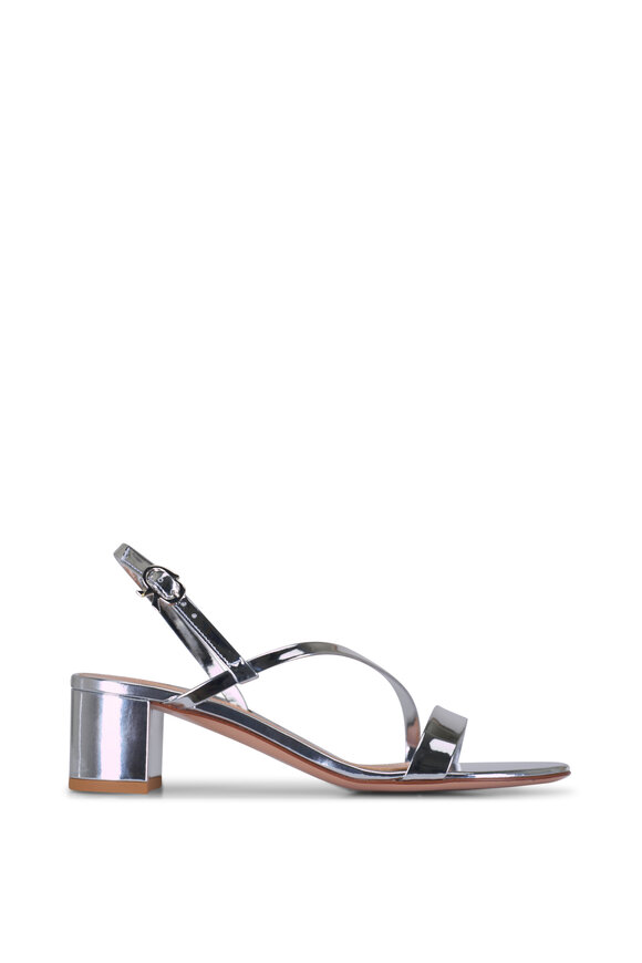 Gianvito Rossi Betsey Silver Metallic Leather Sandal, 45mm - view 3