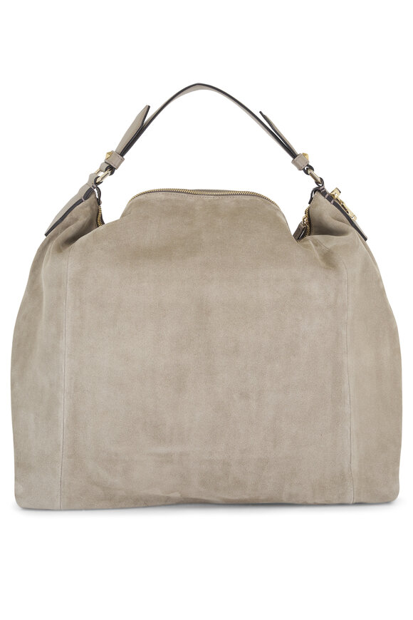 Jimmy Choo Ana Taupe Suede Hobo Bag