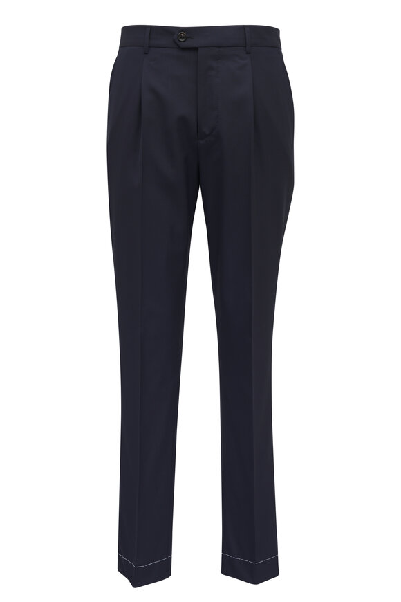 Brunello Cucinelli - Solid Navy Virgin Wool Suit