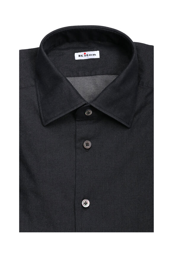 Kiton Charcoal Chambray Sport Shirt
