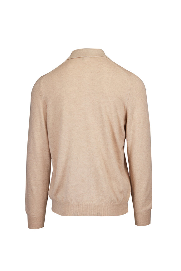 Fedeli Sand Long Sleeve Cashmere Polo - view 2