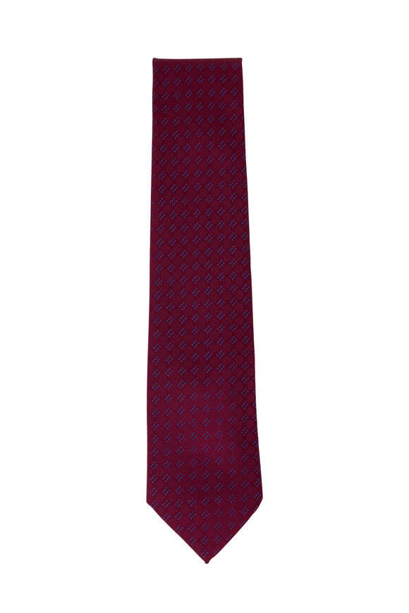 Charvet - Burgundy & Blue Geometric Silk Necktie