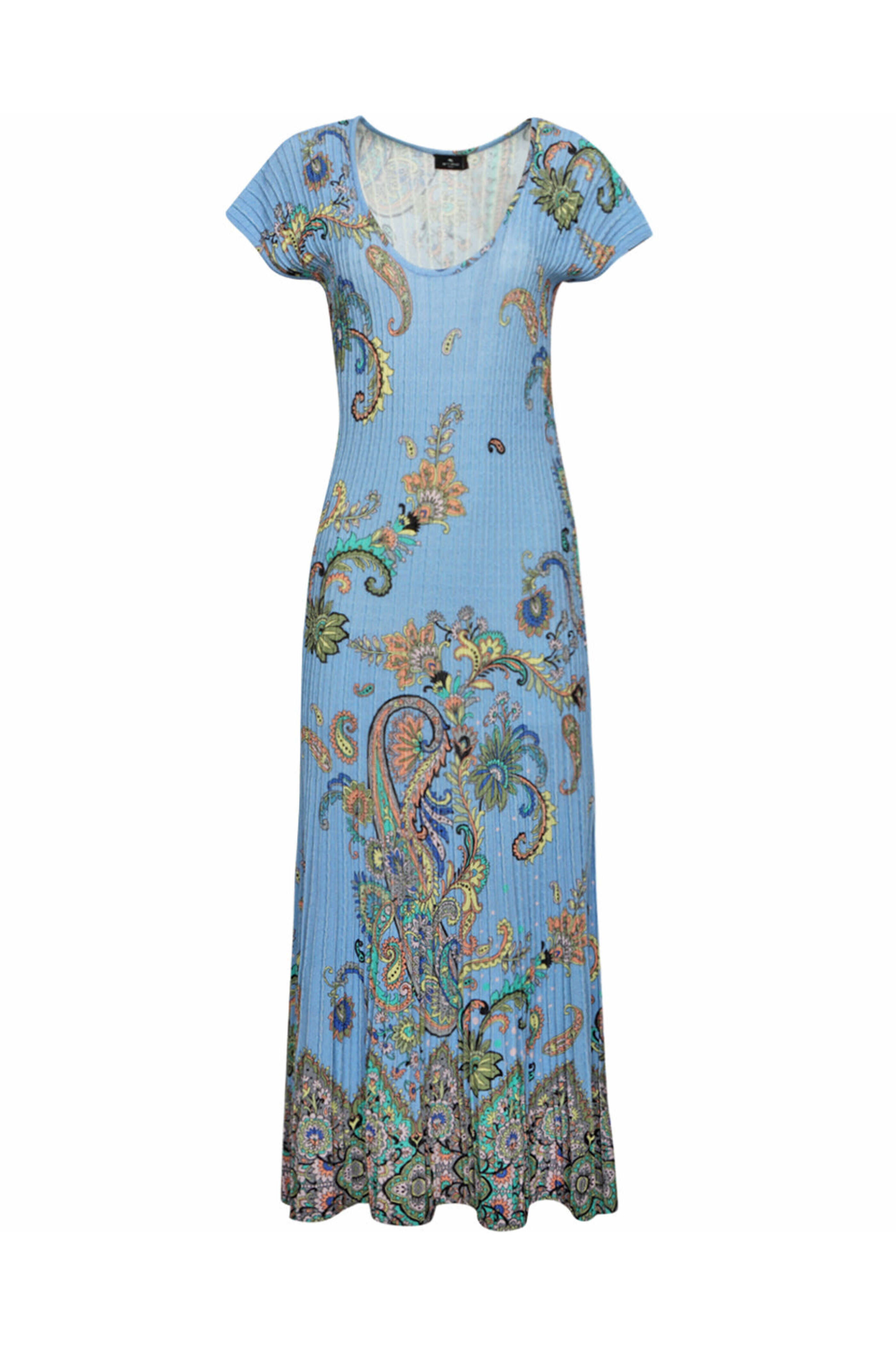 ワンピース ETRO KNIT MIDI DRESS Etro - Sky Blue Paisley Knit Midi Dress | Mitchell Stores