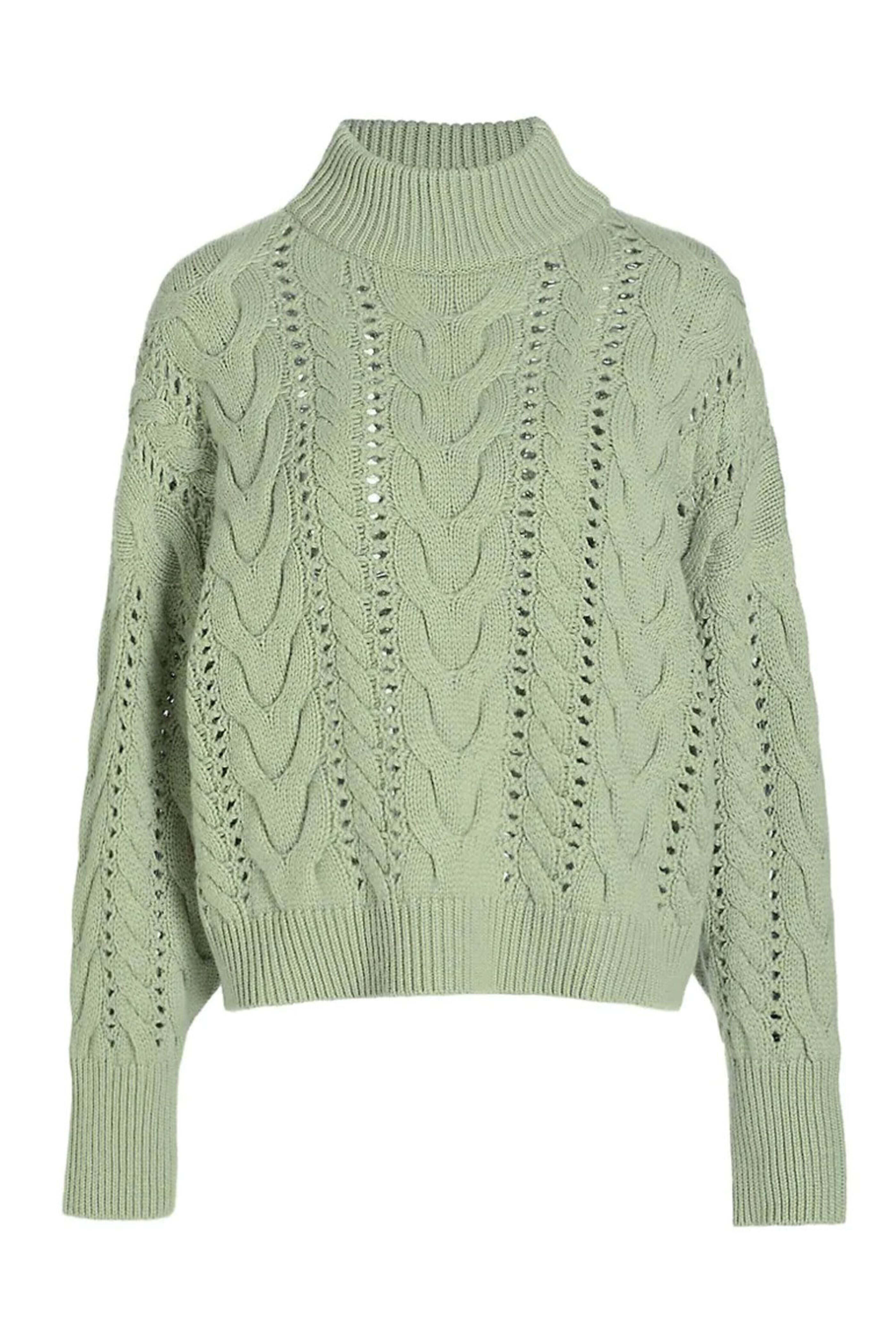 Brunello Cucinelli - Green Melon Cashmere Cable Knit Mockneck Sweater