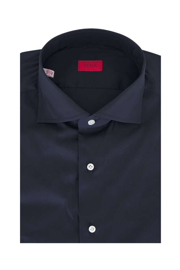 Isaia Solid Navy Dress Shirt