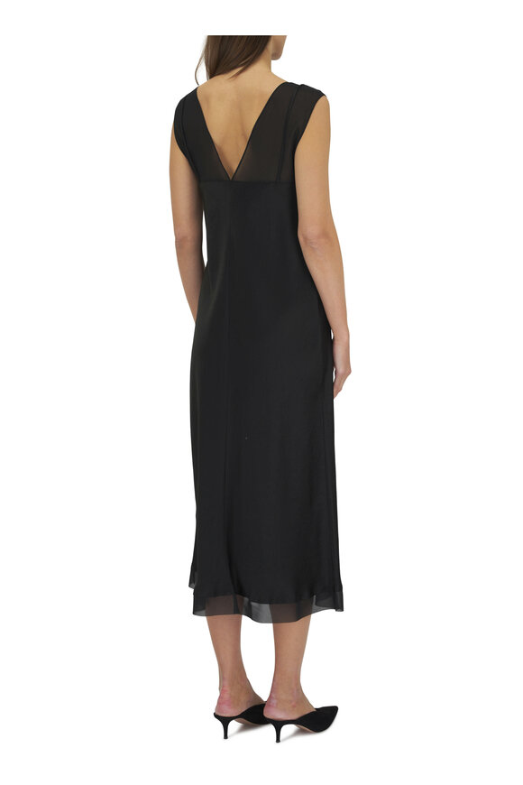 Vince - Black Chiffon Layered Satin Slip Dress