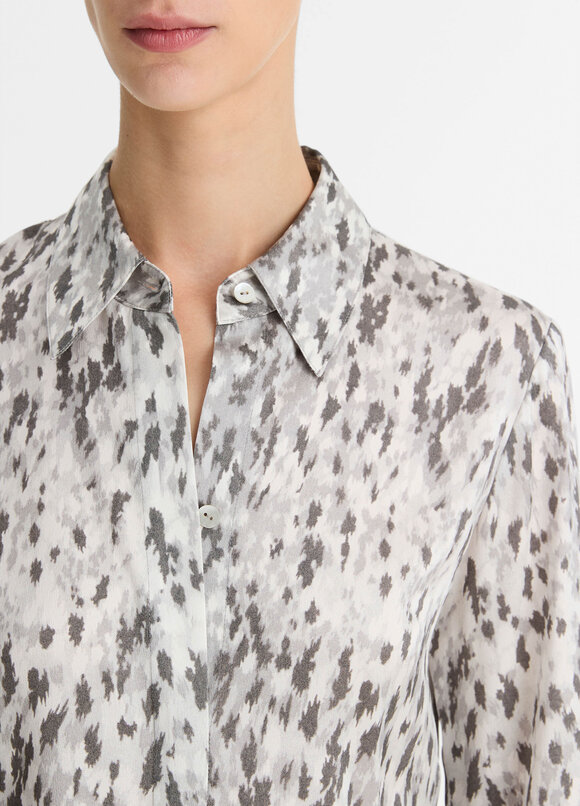 Vince - Gray Abstract Onyx Silk Slim-Fit Shirt