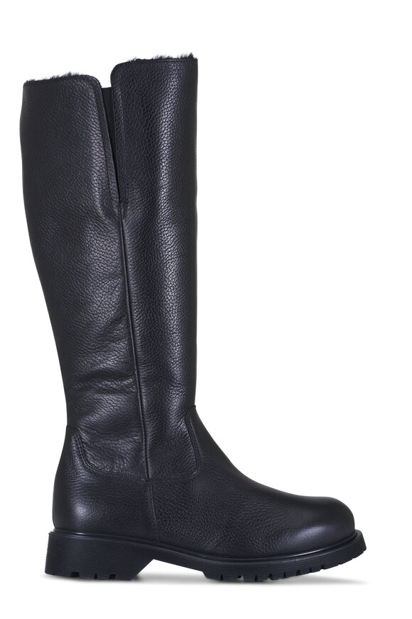 La Canadienne - Helene Pebble Black Leather Shearling Lined Boot