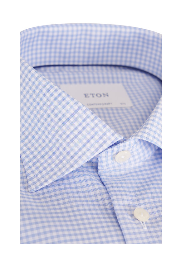 Eton Light Blue Check Contemporary Fit Dress Shit - view 2