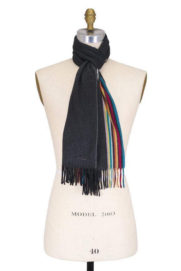 Paul Smith - Black Signature Stripe Edge Cashmere Scarf