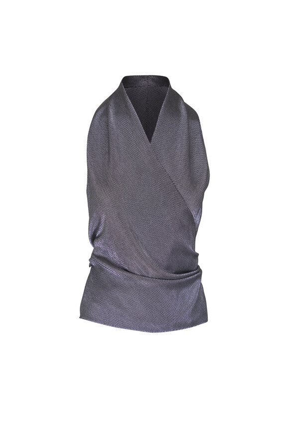 アクリス　AKRIS punto ネイビー ベスト Akris Punto - Blue Striped Wool Knit Dress | Mitchell Stores