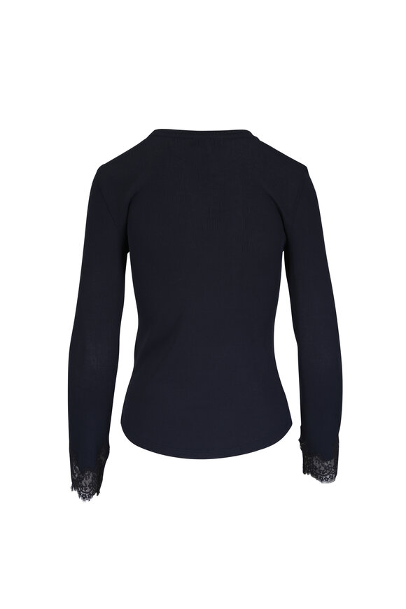 Dorothee Schumacher Pure Sleekness Navy Blue Ribbed T-Shirt - view 2