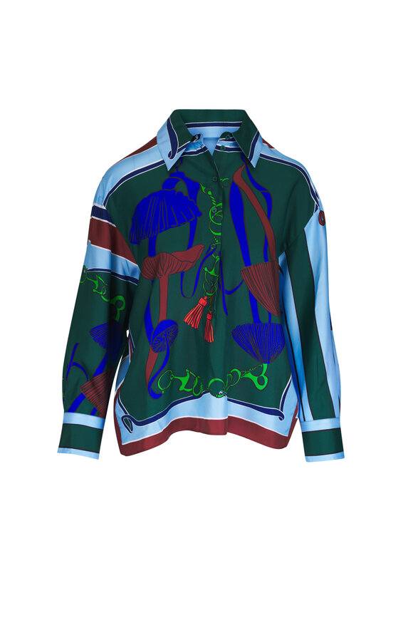Dorothee Schumacher Cosmic Fungi Green Multicolor Silk Blouse - view 1