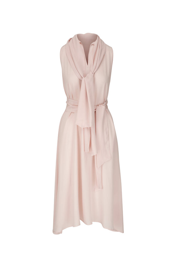 Kiton - Pale Pink Silk Tie Neck Dress 