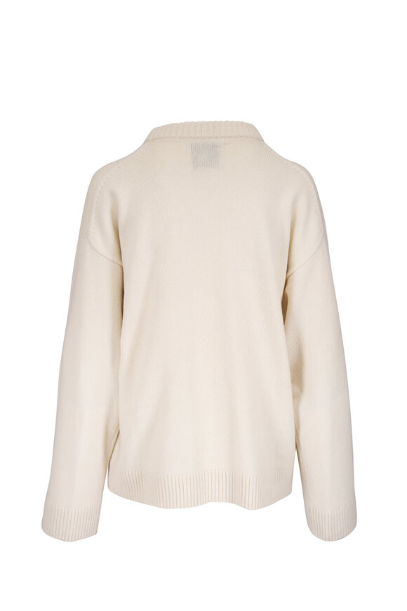 The Elder Statesman Pali Teddy Ivory & Black Crewneck Sweater - view 3