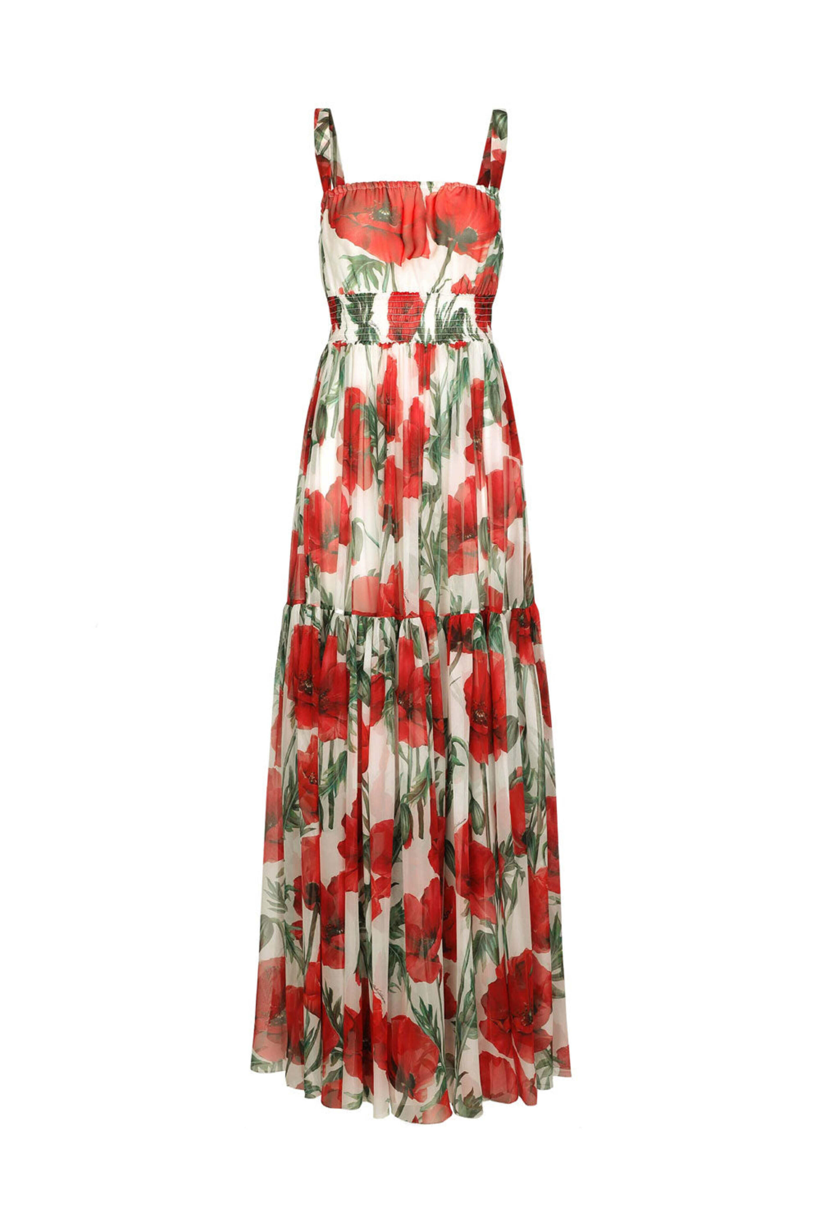 Dolce & Gabbana - Papaveri Sleeveless Teired Maxi Dress
