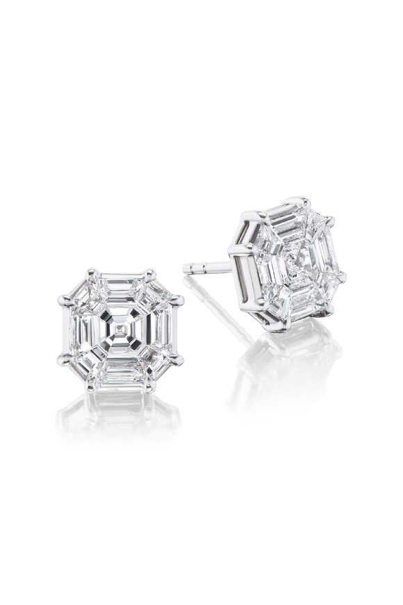 Nam Cho Invisible Diamond Stud Earrings