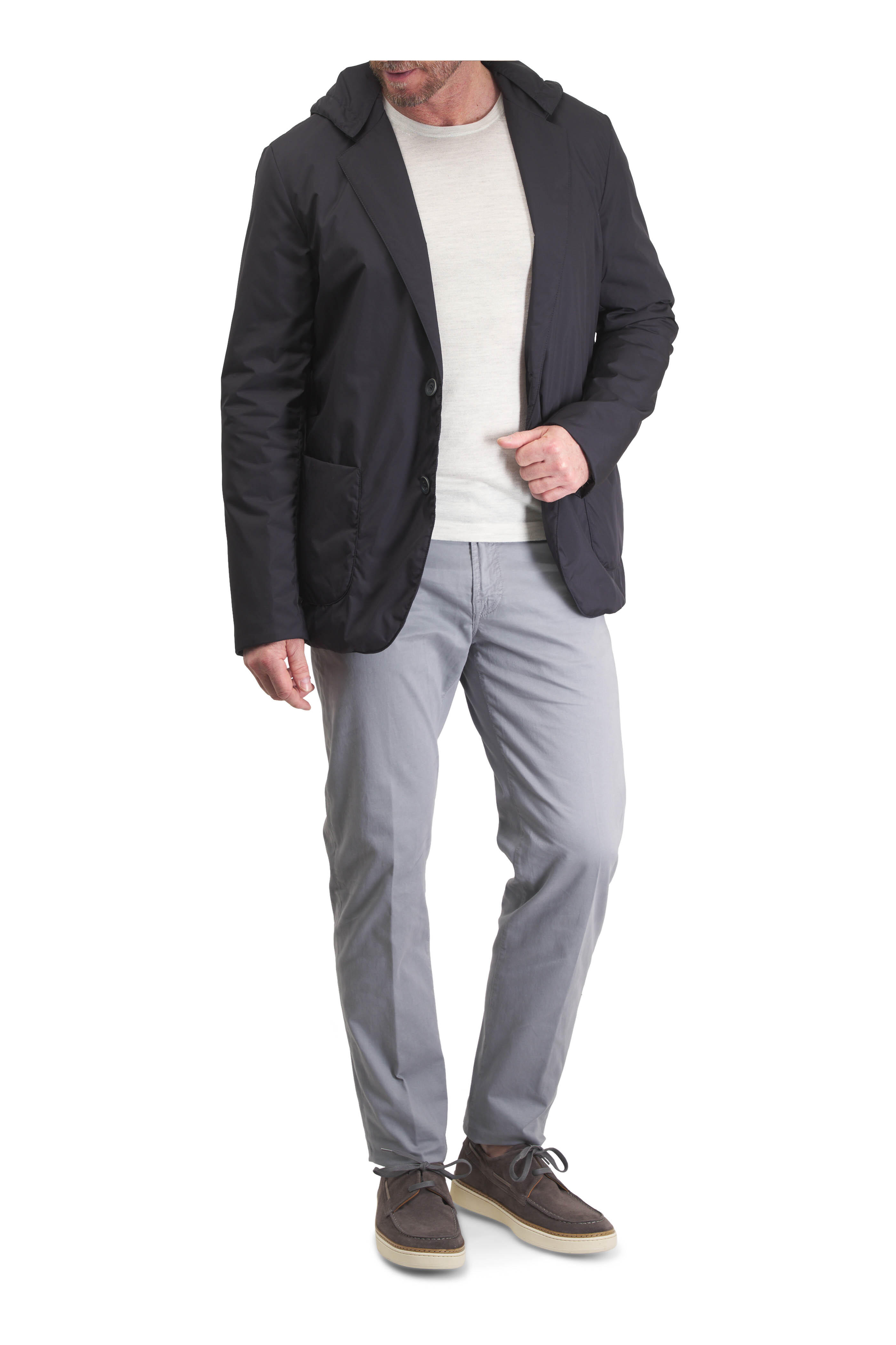 Patrick Assaraf - Fog Drizzle Long Sleeve Crewneck Sweater