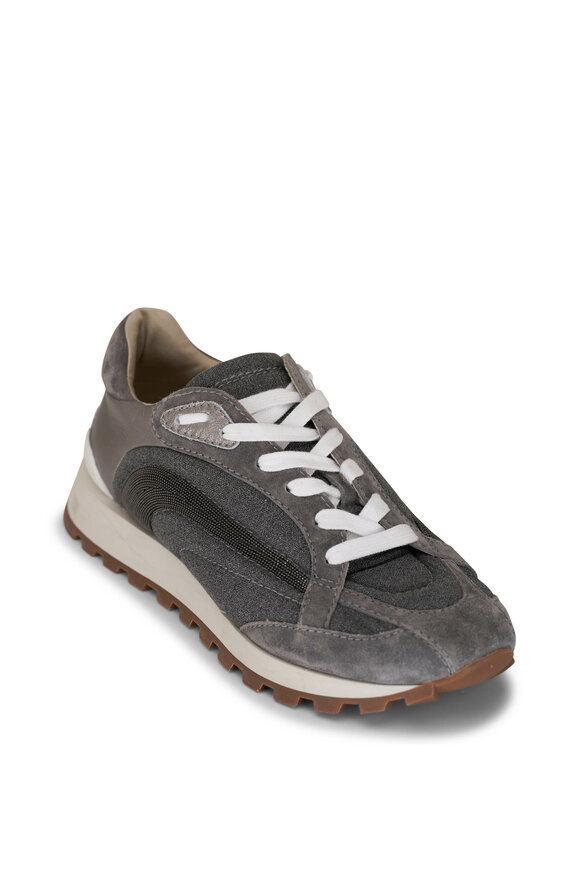 Brunello Cucinelli - Gray Mixed Material Sneaker 
